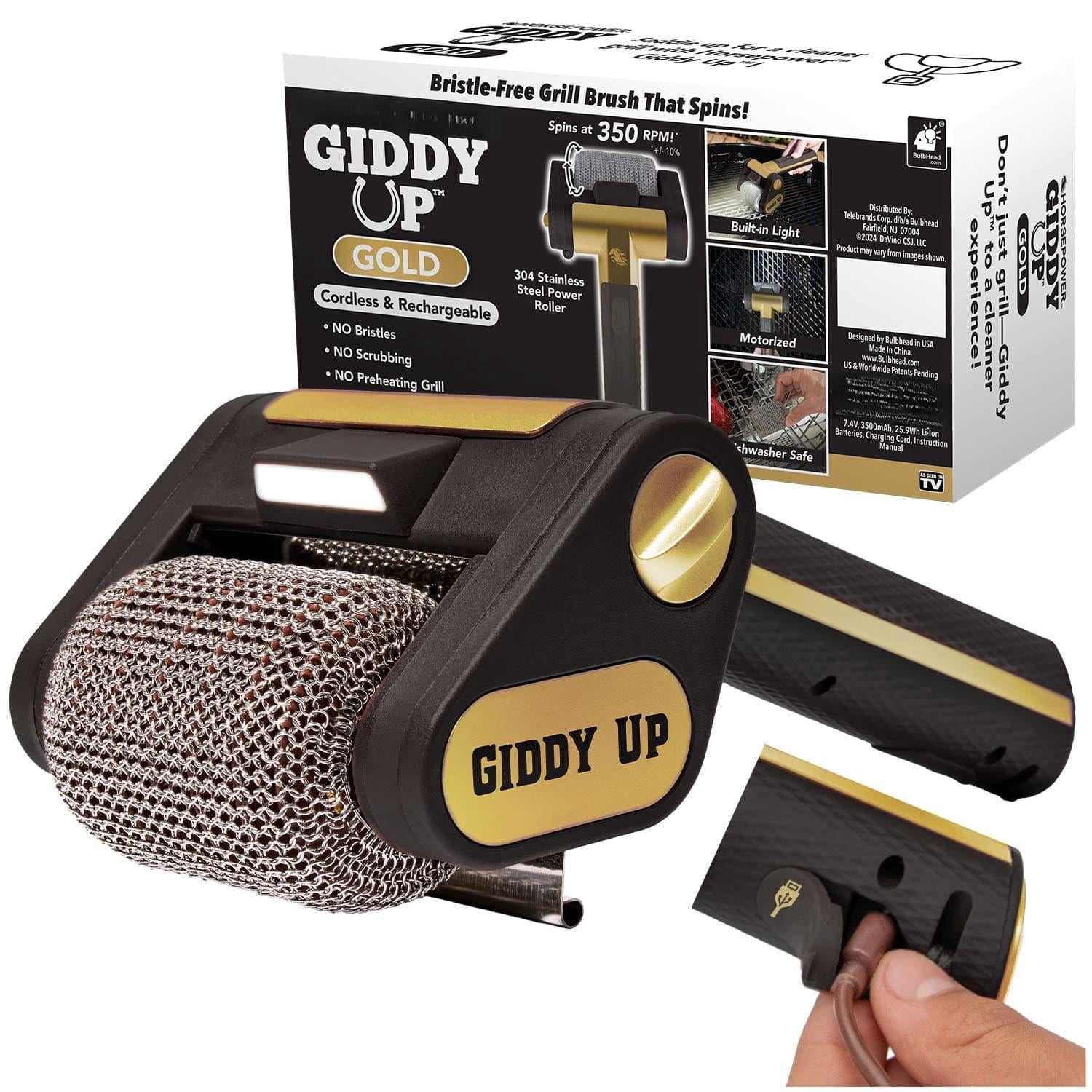 Cleaning Brush 304 Stainless Steel Extra Battery Life Cordless Rechargeable Grill Use