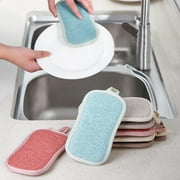 Cleaning Brush 4 Pack Reusable Sponges Kitchen Non Scratch Microfiber Sponge Scrubber Sponge Reusable Scouring Pads Dish Sponge for Kitchen Cleaning Dishes and Pots Sponge Wipes (Mixed Colors)
