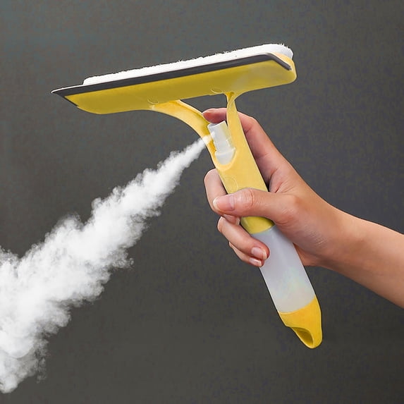 Cleaning Brush Category Water Spray Glass Scraper for Household Cleaning Tools – Glass Window Window Cleaning Solution with Multifunction Water Spray Brush for Bathroom Floor, 8.27×10.24 inch, Yellow