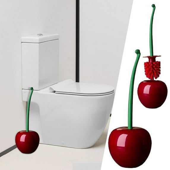 Cleaning Brush Clearance! Cherry Shaped Toilet Brush With Holder Creative Bathroom Cleaning Tool Long Handled Toilet Brush, 1 Set