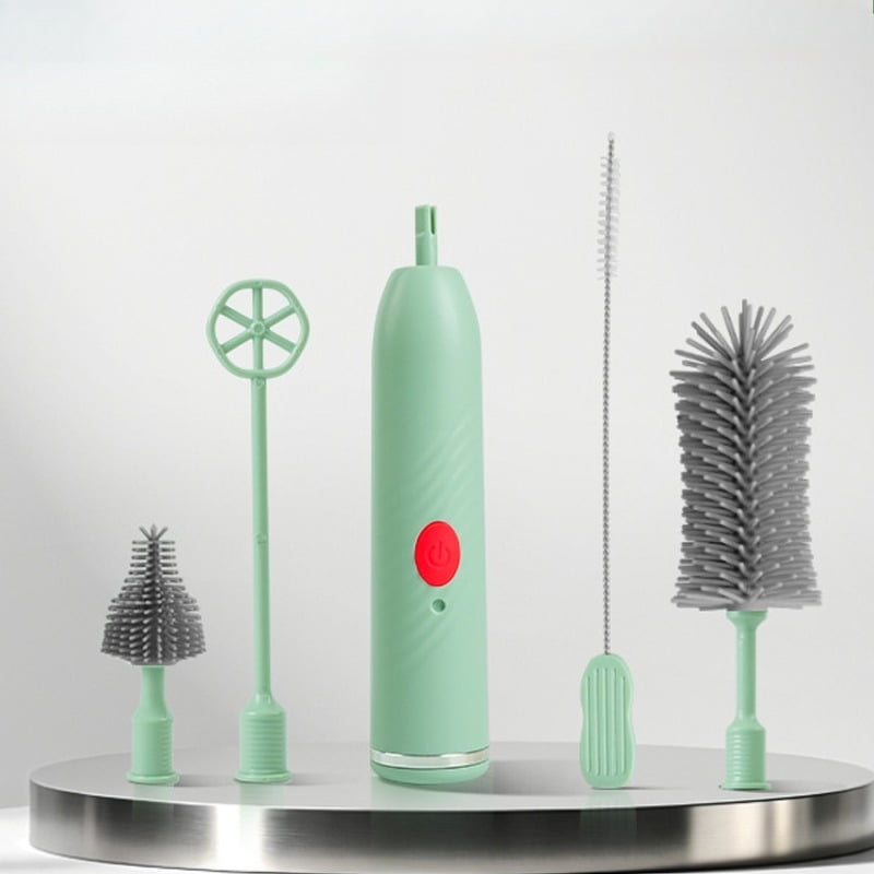 Cleaning Brush Electric Bottle Brush Waterproof 360 Degree Rotating Long Handled Silicone Straw Pacifier Cleaning Brush Set