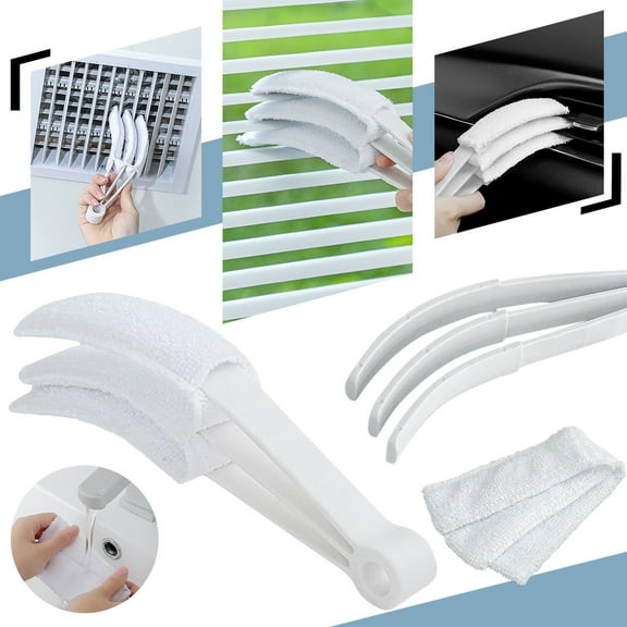 Cleaning Brush for Home & Car Vent Cleaning – Handheld Blind Cleaner Duster with Removable Microfiber Sleeve for Blinds Curtains Air Conditioner Fans and Ducts