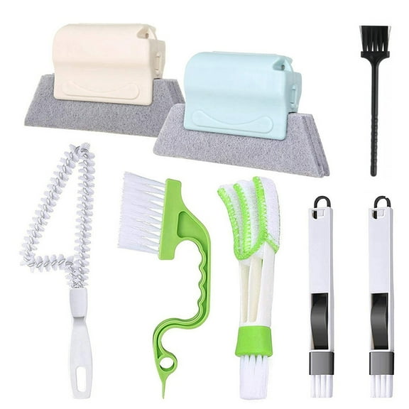 Cleaning Brush Household Baseboard Cleaner Tool with Handle Sliding Door Track Plastic