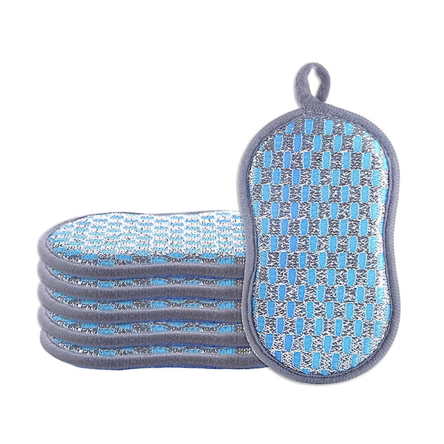 Antibacterial Microfiber Dual Action Scrubbing Sponge, Pack Of 5 AUERVO Kitchen Washing Up Cleaner Pads Scrubs Sponges Wash Pad Cloth Non-stick Pans...