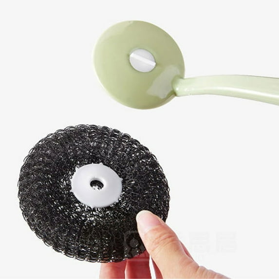 Cleaning Brush,Stainless Steel Wire Brush Pot Thickened With Handle Large Steel Wire Ball Pot Brush Kitchen Cleaning Brush Dish Washing Artifact Stove