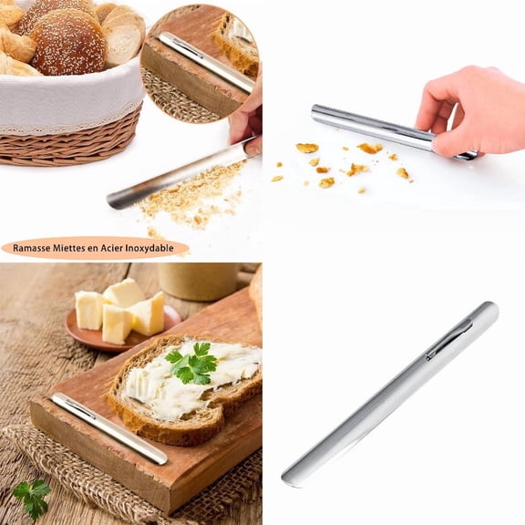 Cleaning Brush2 Bread Crumb Cleaner Tool for Waiters and Servers Portable Stainless Steel Scraper with Crumber Function for Restaurants Kitchen Cleaning, 15x1.6cm, Gold