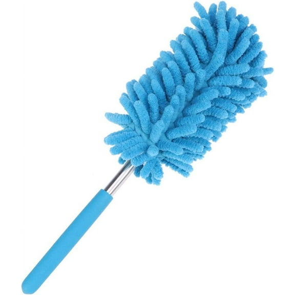 Cleaning Brushes Extendable Chenille Duster Microfiber Hand Dusters Washable Dusting Brush with Telescoping Pole for Car Computer Air Conditioner TV Ceiling Blue Microfiber Duster