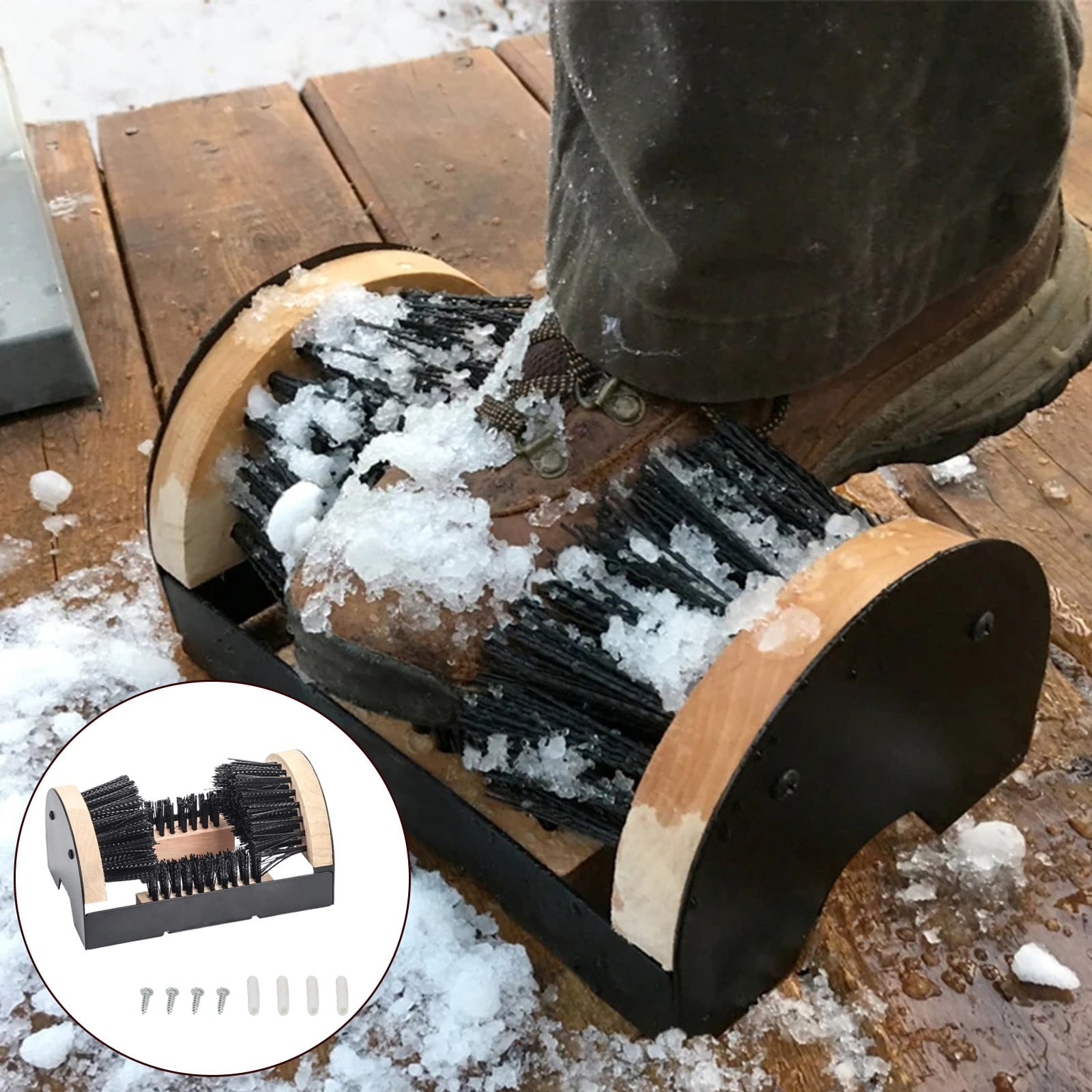 Cleaning Brushes Small Spaces Wooden & Metal Shoe Cleaner For Outdoor