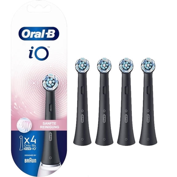 iO Gentle Cleaning Replacement Brush Heads for Oral B Electric Toothbrush,4 count - (Fits iO Series Handles Only),Black