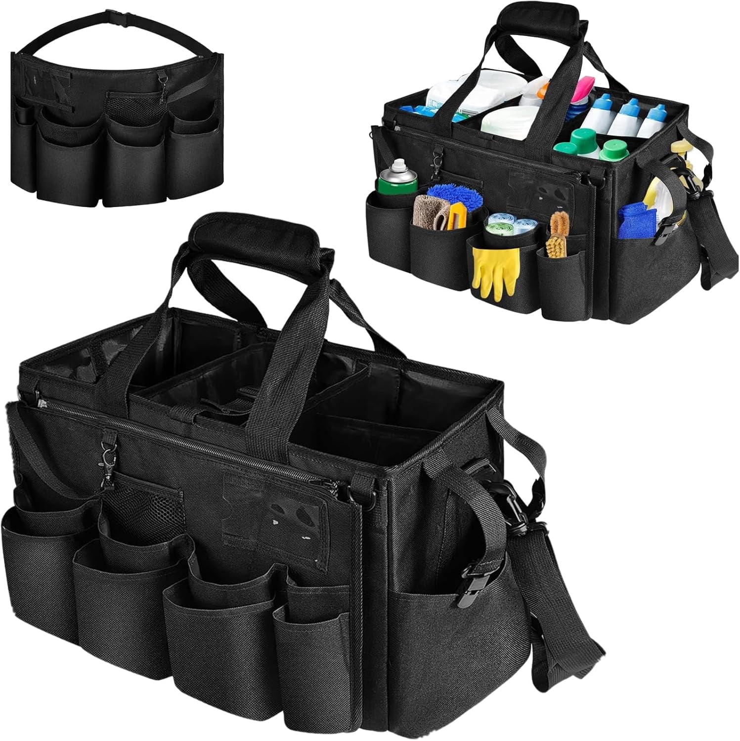 Cleaning Caddy Bag, Cleaning Caddy Organizer for Housekeepers, Cleaning Tool Organizers Tote Bag with Handle, Kitchen Cleaning Supplies Storage Bag for Cleaners