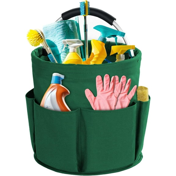 Cleaning Caddy with Handle, Cleaning Products Organiser, 17L Foldable Storage Basket, Cleaning Caddy Organiser, Portable Multi Cleaning Bucket Bag for Home, Garden