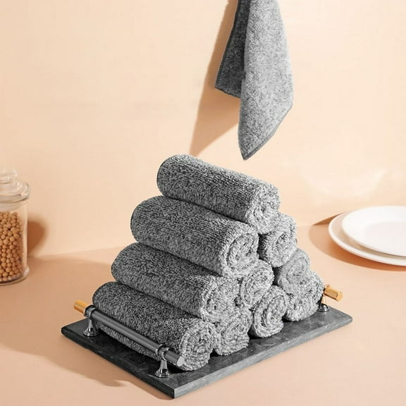 Cleaning Cloth，10PCS 12×12 Inch (30×30cm) Grey Microfiber Face Cloths, Reusable Ultra Soft Makeup Remover Towels, Facial Cleansing Washcloths for Sensitive Skin