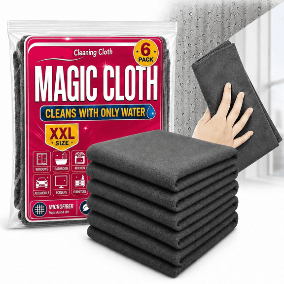 Cleaning Cloth, 6 Pack Microfiber Cleaning Cloths, Streak-Free & Lint-Free Reusable Cleaning Rags for Glass, Window, Kitchen, Stainless Steel, Cars & Screens