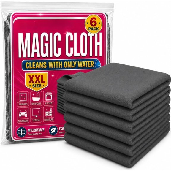 Cleaning Cloth, Reuseable Magic Microfiber Streak Free Lint Free Reusable Miracle Cleaning Rags, Multipurpose Absorbent Towels for Windows, Glass, Kitchen, Stainless Steel, Car Surfaces