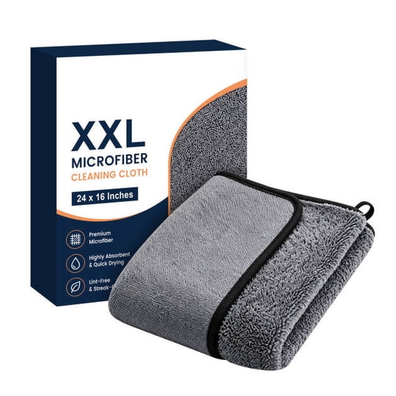 Cleaning Cloth, XXL Microfiber Towel, Car Drying Wipe, Lint-Free Streak-Free Finish and Reinforced Stitching Durability for Car Detailing, Kitchen Surface, and Bathroom Glass.