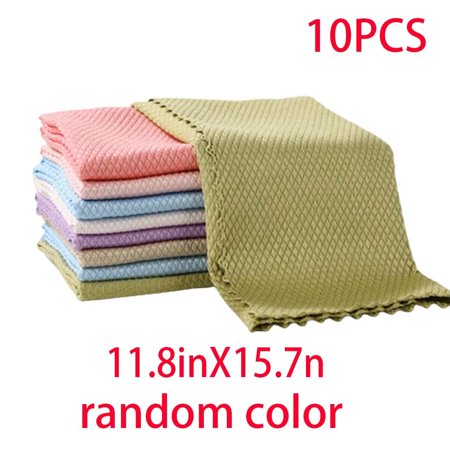 Cleaning Cloths - 10 Pack Microfiber Cleaning Cloths, Super Absorbent Cleaning Cloths, Reusable for Glass, Car, Window, Mirror, Dishware