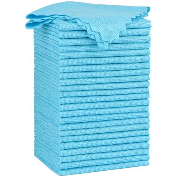 Cleaning Cloths 12x12 inch, Pack of 24, Highly Absorbent Microfiber Cleaning Supplies, Lint Free Cloths for Multiple-use, Powerful Cleaning Rags for House, Kitchen, Car Care (Blue)