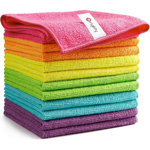 Cleaning Cloths Pack of 50, Highly Absorbent Microfiber Cleaning Supplies, Lint Free Cloths for Multiple-use, Powerful Dust Removal Clean Rags for House, Kitchen, Car Care(12x12 inch)