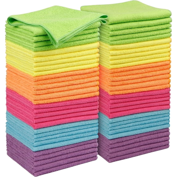 Cleaning Cloths Pack of 50, Highly Absorbent Microfiber Cleaning Supplies, Lint Free Cloths for Multiple-use, Powerful Dust Removal Clean Rags for House, Kitchen, Car Care(12x12 inch)