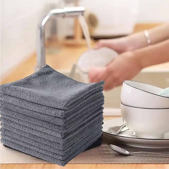 Cleaning Cloths for Kitchen - Thickened Absorbent Polyester, Non-stick Grease Wiping, Reusable Dish Towel for Countertops and Dishes