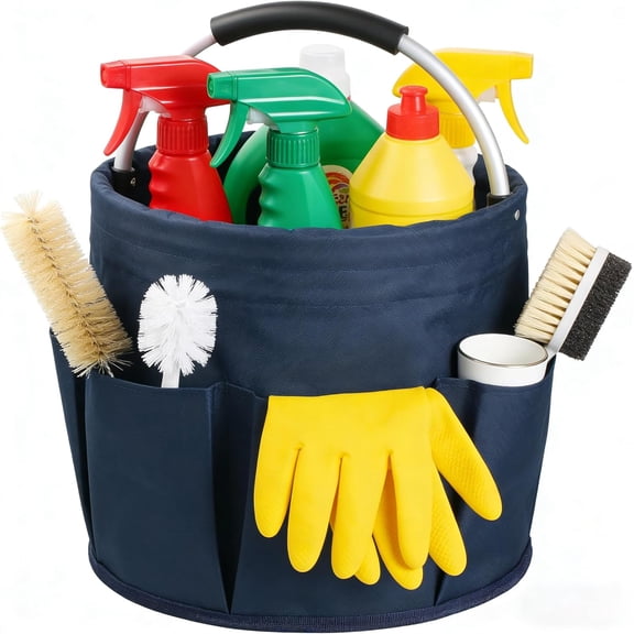 Cleaning Container with Handle, 17L Folding Cleaning Basket for Cleaning, Space-Saving Detergent Holder, Detergent Organizer, Organizer for Cleaning Products