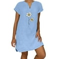 thumbnail image 1 of Cleaning Daisy Shirts Dress for Women Cute Flower Graphics Sundress Henley Neck Tunics Cap Sleeve Tunic Blouses Loose Flowy Sun Dresses Boho Blouse Top Holiday Party Clothes, 1 of 5