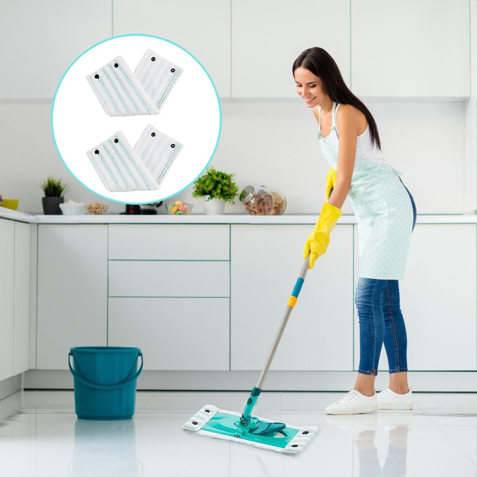 Cleaning Floor 2 Pack Replacement Pads For Flat Mop Fine Fiber Dry