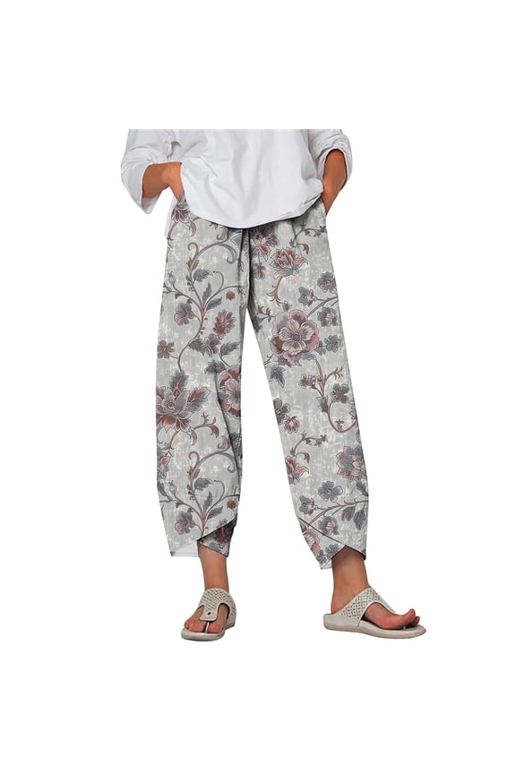 Cleaning Floral Graphic Capris for Women High Waisted Pull On Stretch Capri Pant Plus Size Loose Trouser Medieval Peasant Straight Leg Pant Vintage Steampunk Pants with Pockets