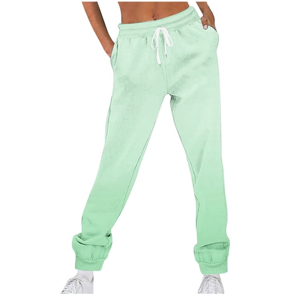 Cleaning Gradient Sports Trousers for Women Lace-Up Elastic Waist Sweatpants High Waisted Pull On Stretch Track Pants Baggy Relaxed Fit Beach Trousers Beach Gym Workout Running Casual Pant