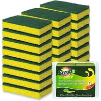 Cleaning Heavy Duty Scrub sponge by Scrub-it - Scrubbing Sponges Use for Kitchen, Bathroom & More - Yellow -24 Pack-