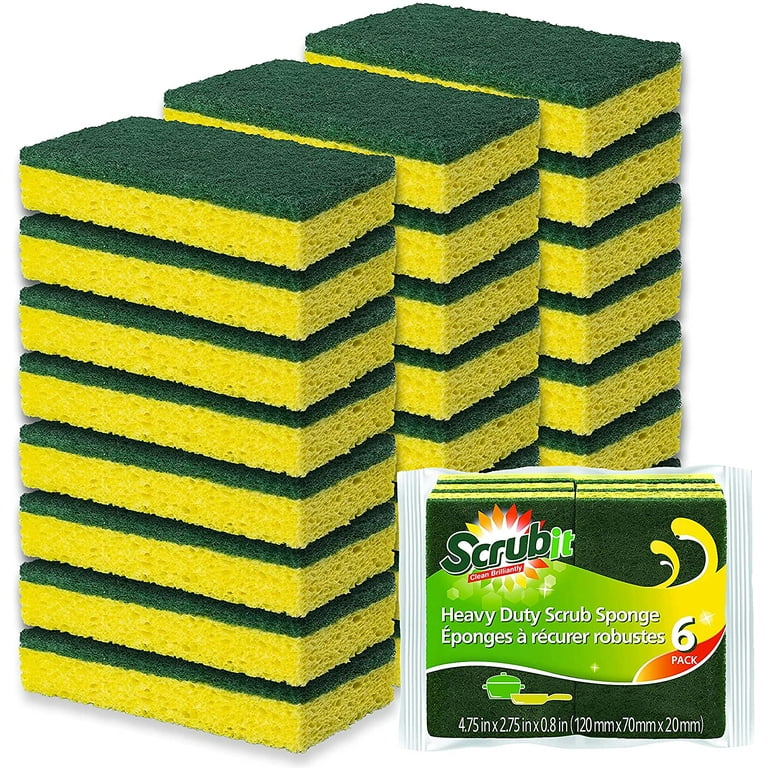 Cellulose Sponges, Heavy Duty Scrub Sponge for Washing Dishes and Kitchen,  3 Sponges Yellow