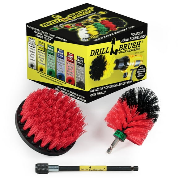 Cleaning Kit with Extension - Outside Patio and Deck Brush - Rust Tool Remover Brush - Concrete Swimming Pools Cleaner - Garden Fountain Brush Cleaner - Monuments and Headstones Restoration Brushes