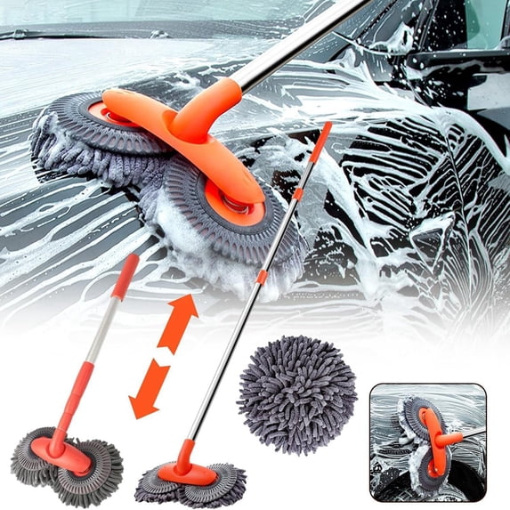 Cleaning Kit for Car Cleaning All-in- Long-Handled Brush with Microfiber Mop Windshield Duster Window Wiper Dry Towel & Car Care Tools
