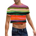 thumbnail image 1 of Cleaning Mens Cropped Tee Shirts Striped Trends T-Shirt Crew Neck Tees Short Sleeve Tops Ultra Soft Athletic Stretch T Shirts Trends Lightweight Blouses Workout Running Golf Clothes, 1 of 7