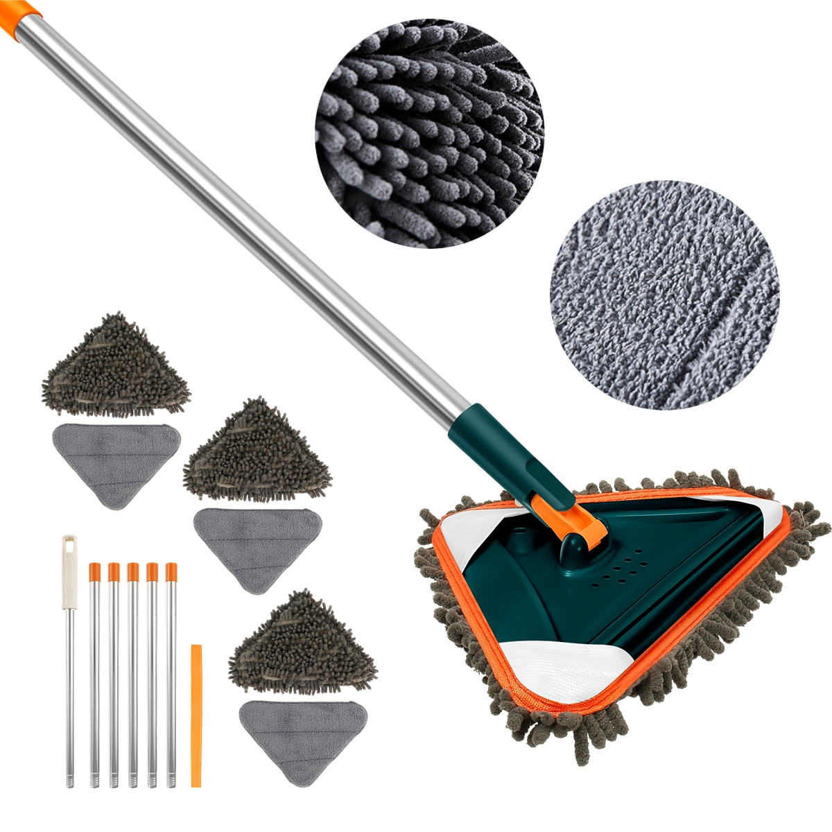 Cleaning Mop 360° Rotatable Adjustable Length Triangular Mop Soft Super Water Absorption Dry and