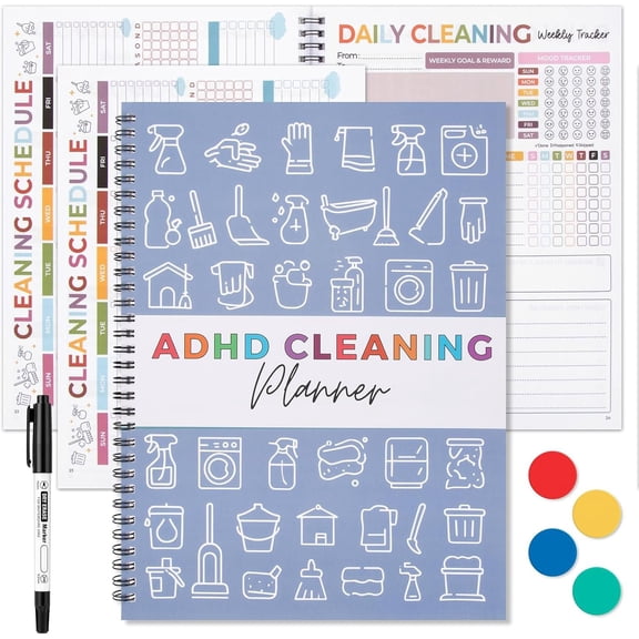 Cleaning Planner for Adults, Planners with 36 Laminated Pages, Cleaning Planner with Daily,Weekly,Monthly Plans, Cleaning Schedule and Checklist for -free Housework