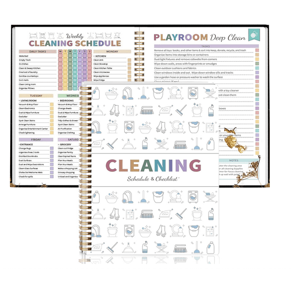 Cleaning Planner for Adults Women, Cleaning Schedule and Checklist Notebook, Daily Weekly Monthly Schedule Household Cleaning Checklist Planner - (Whith)