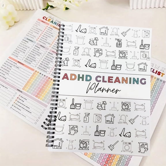 Cleaning Planner Cleaning Schedule and Checklist Organizer Daily Weekly Monthly Household Cleaning Planne Chore Chart Notebook for Home, Family Cleaning Tasks DIY Home Improvement Editable Template