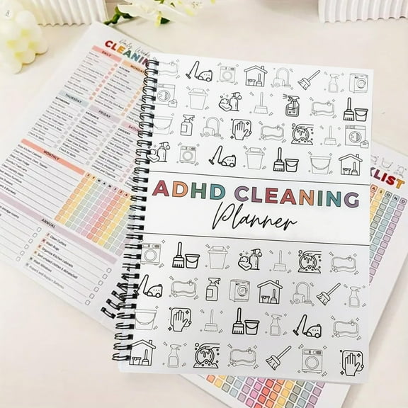 Cleaning Planner Cleaning Schedule and Checklist Organizer Daily Weekly Monthly Household Cleaning Planne Chore Chart Notebook for Home, Family Cleaning Tasks DIY Home Improvement Editable Template