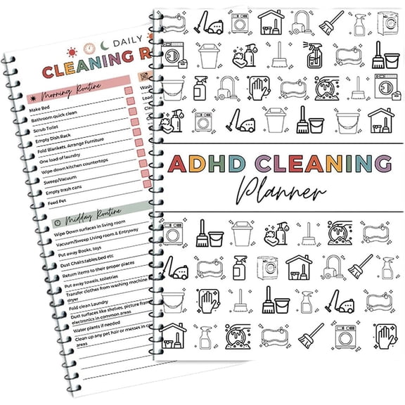 Cleaning Planner, Cleaning Schedule and Checklist Organizer, Daily Weekly Monthly Household Cleaning Planner, Chore Chart Notebook for Home, DIY Home Improvement, Editable Template