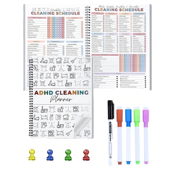 Cleaning Planner, Cleaning Schedule and Checklist Organizer, Daily Weekly Monthly Household Cleaning Planner, Chore Chart Notebook for Home, Family Cleaning Tasks, DIY Home Improvement