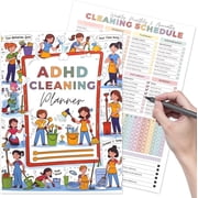 Cleaning Planner Daily Organizer - Color Page Chore Chart Schedule and Checklist - Household Needs Organization Weekly Monthly Yearly Family Full Focus Routine Clean Planners for Adults Women