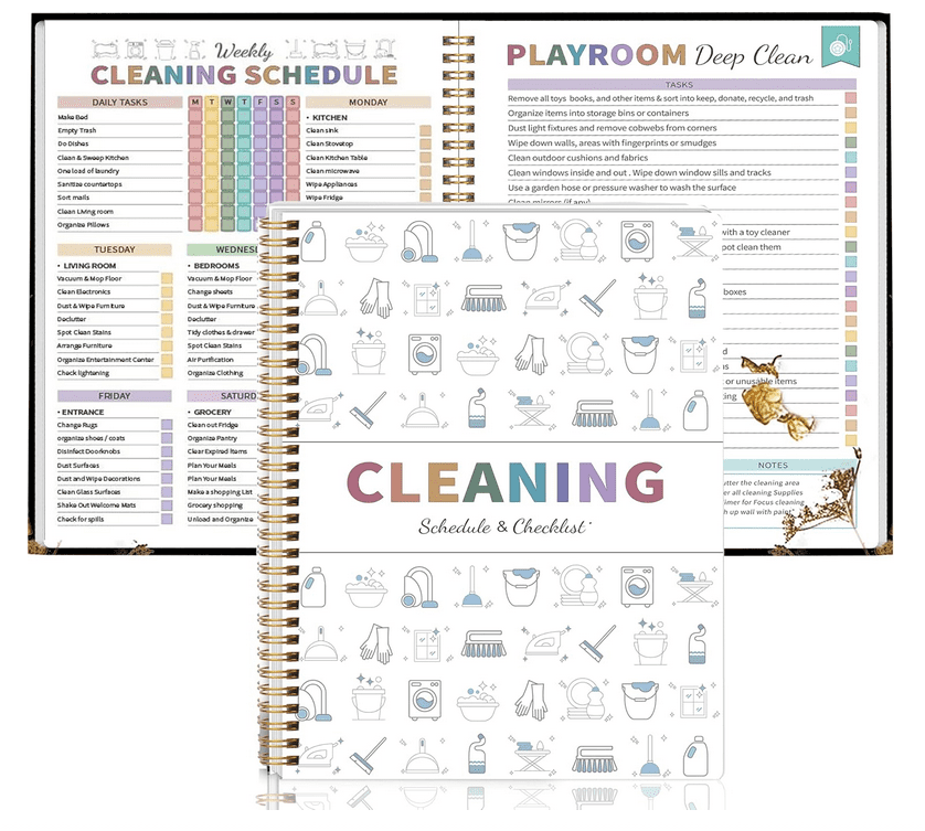Cleaning Planner - Spiral-Bound Cleaning Schedule Organizer with Daily ...