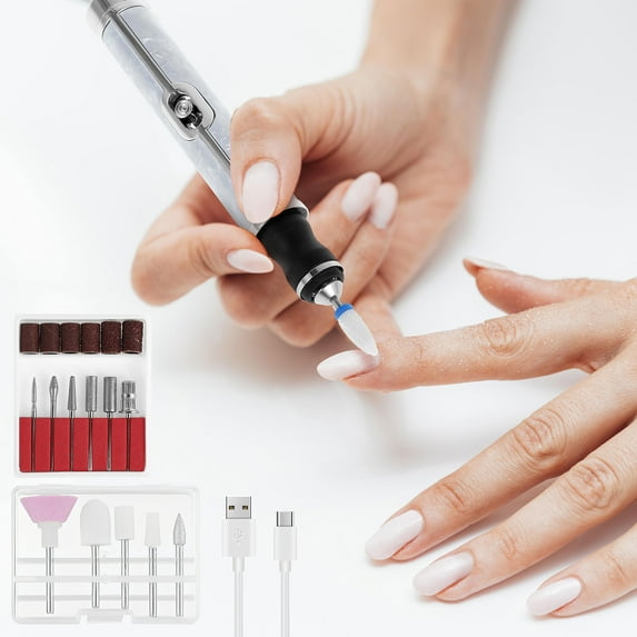 Keyohome Electric Nail Drill Kit,Portable File for Acrylic Gel Nails,Professional Machine Efile Manicure Pedicure Tools With Drill Bits for Home Salon Use,Rechargeable
