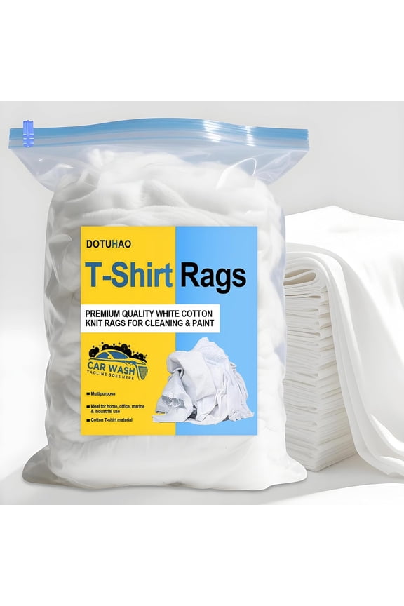 Cleaning Rrags, T-Shirt Rags, White Towels Shop Towels Bulk for Oil, Stain, Grease, Paint, and Auto Cleaning, Multipurpose Cotton Rag (2LB)