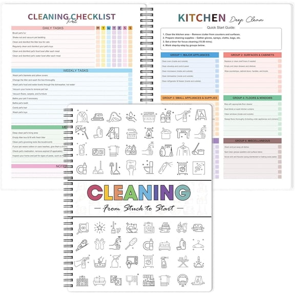 Cleaning Schedule for Adults - Checklist Organizer, Household Cleaning Checklist Notebook, 8.5" x 11", Daily Weekly Monthly Household Cleaning Notebook for , Family Cleaning Tasks,  Improvement