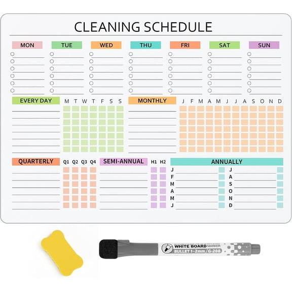 Cleaning Schedules and Checklists Dry Erase Cleaning Chores Planner Whiteboard for Refrigerator-Daily Weekly and Monthly Checklist Planner and Household Chore