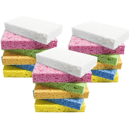 Cleaning Scrub Sponge,Cellulose Non-Scratch for Kitchen,Bathroom,Cars,Colorful Compressed Sponge (18 Pack)
