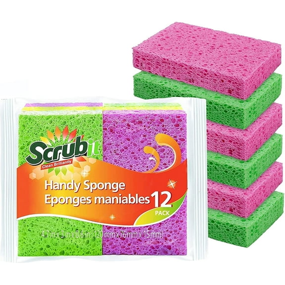 Cleaning Scrub sponge by Scrub-it -Assorted Colors - Non-Scratch -12 pack