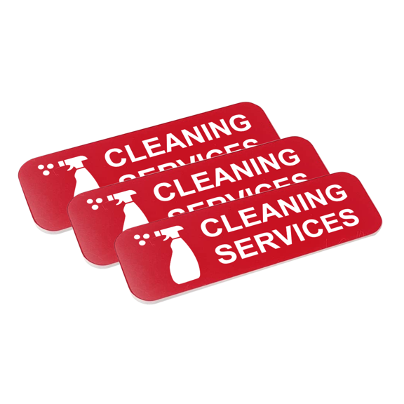 Cleaning Services 1 x 3" Name Tag/Badge, Red, (3 Pack)